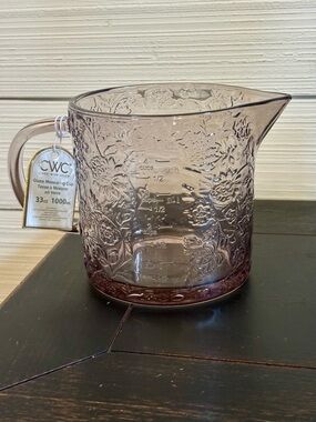 CWC Cook With Color Glass Measuring Cup 33oz ~ 4 Cups Brown Floral NEW